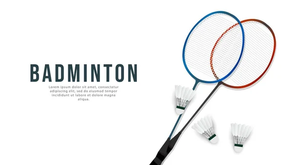 Raquete Badminton Com Badminton Branco Shuttlecock Isolado Fundo Branco Com —  Vetores de Stock