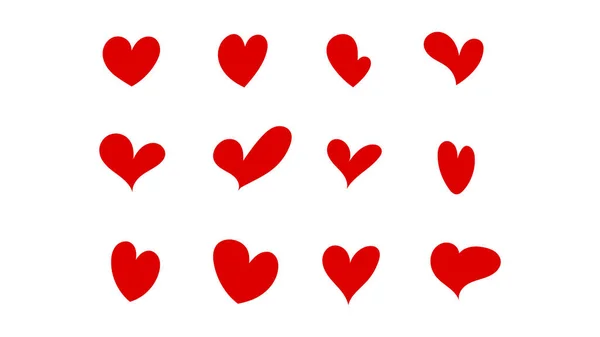 Set Red Hearts Hand Drawn Vector Illustration Eps — Stockový vektor