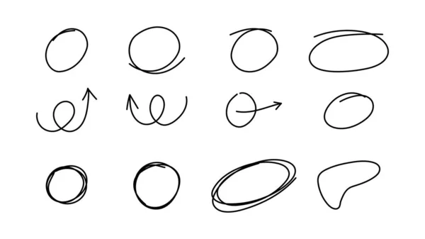 Set Cerchio Illustrazione Vettoriale Disegnata Mano Eps — Vettoriale Stock