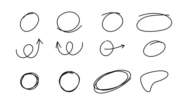 Conjunto Círculo Ilustração Vetorial Desenhada Mão Eps — Vetor de Stock