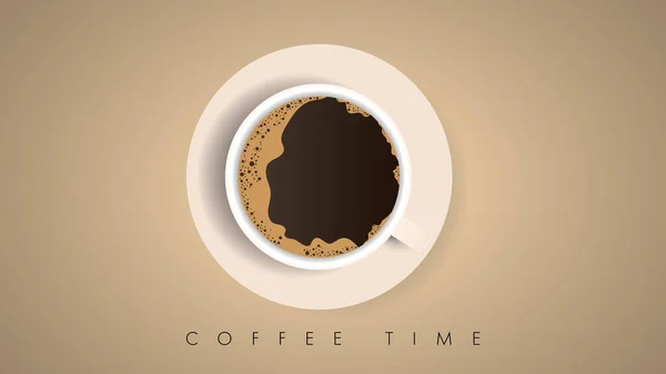 Kaffeezeit Mit Kaffeetasse Und Rahmen Isoliert Auf Braunem Hintergrund Illustrationsvektor — Stockvektor