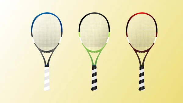 Tennis Racket Set Simple Flat Design Style Illustration Vector Eps — Stock Vector