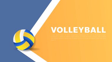 Metin, illüstrasyon Vektörü EPS 10 için fotokopi alanı ile çevrimiçi sahada voleybol