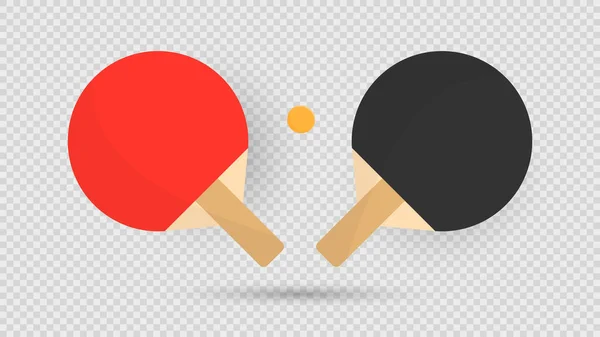 Kelelawar Ping Pong Merah Dan Hitam Dan Bola Ping Pong - Stok Vektor