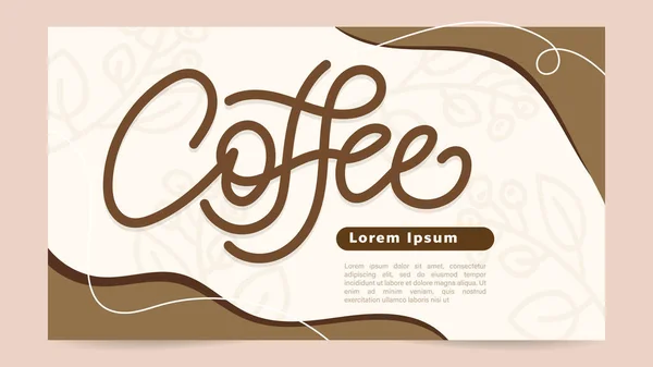 Kaffe Handstil Med Kaffe Träd Grenar Brun Bakgrund Illustration Vektor — Stock vektor