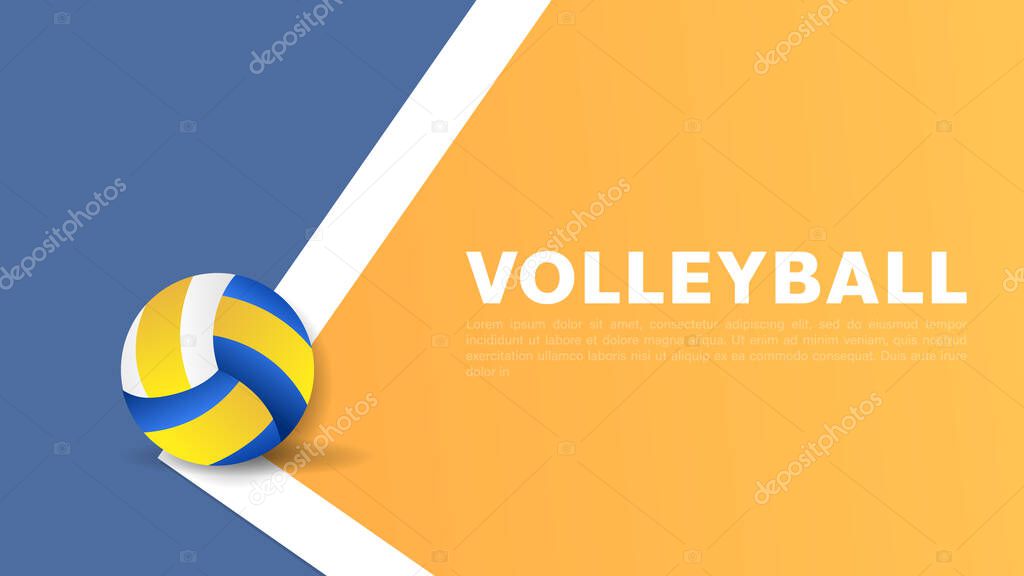 Volleyball on line court in with copy space for text , illustration Vector EPS 10