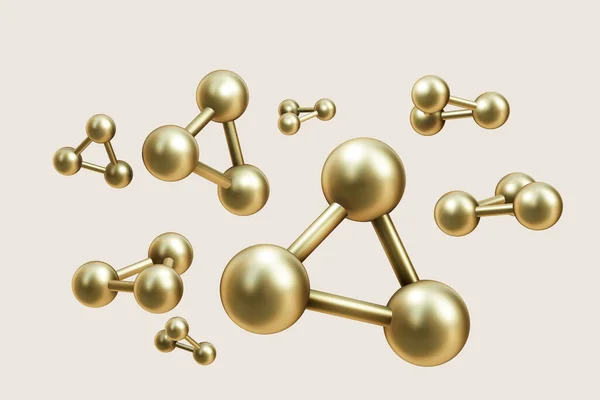 Oil Atom Molecule Structure Chemistry Science , isolated on yellow background ,with clipping path, illustration 3D Rendering