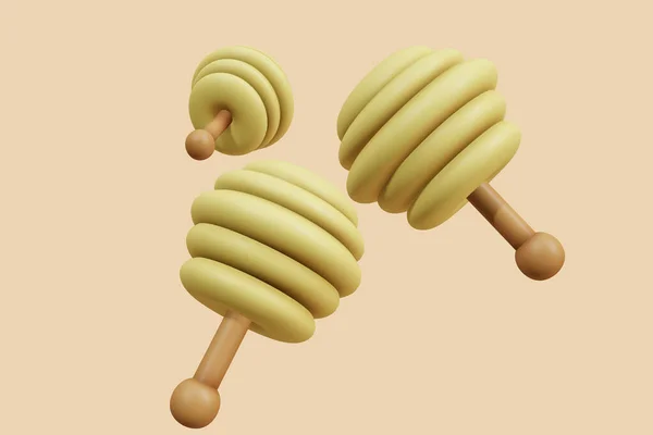 Honey Dipper Used Scooping Honey Isolated Background Clipping Path Illustration — Stockfoto