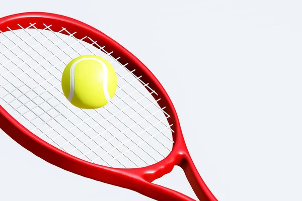 Gros Plan Raquette Tennis Balle Pour Compétition Tennis Isolée Sur — Photo