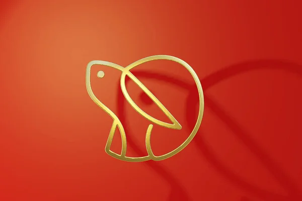 Rabbit logo 3d render elements for product display presentation in new year 2023,  isolated on red background , illustration 3D Rendering