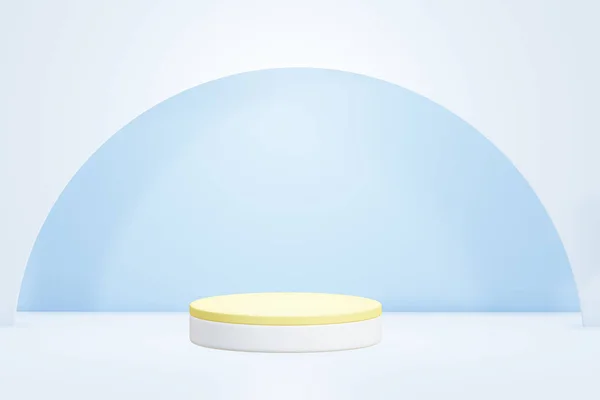 White Yellow Podium Half Circle Background Product Display Presentation Isolated — Stock Photo, Image
