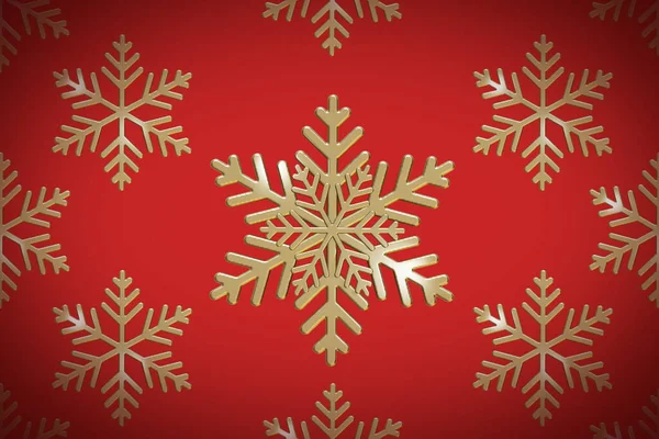Golden Snowflake Pattern Background Render Isolated Blue Background Illustration Rendering — Stock Photo, Image