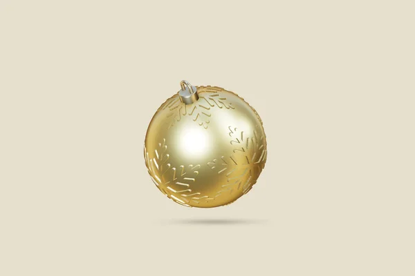 Golden Ball Render Gebruikt Kerstboom Versieren Heeft Een Sneeuwvlok Oppervlak — Stockfoto