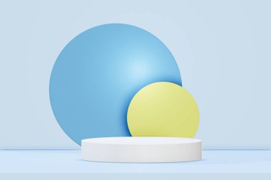 Mavi podyum ile soyut arkaplanın 3d görüntüsü