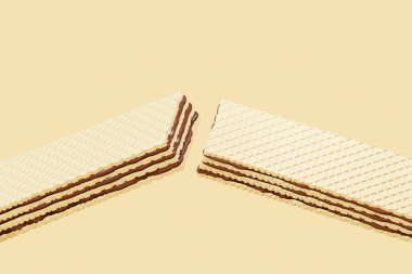 Wafer chocolate , for product and packaging  , with clipping path , isolated on beige color  background , 3D Rendering illustration
