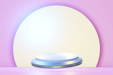 Beyaz podyum ile soyut arkaplanın 3d görüntüsü