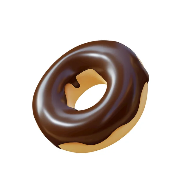 Donut Chocolate Render Clipping Path Isolated White Background Rendering Illustration — 图库照片