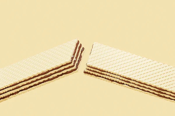 Wafer chocolate , for product and packaging  , with clipping path , isolated on beige color  background , 3D Rendering illustration