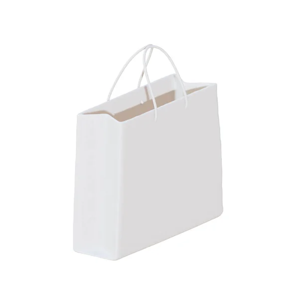 White Paper Bags Shopping Render Clipping Path Isolated White Background — Stok fotoğraf