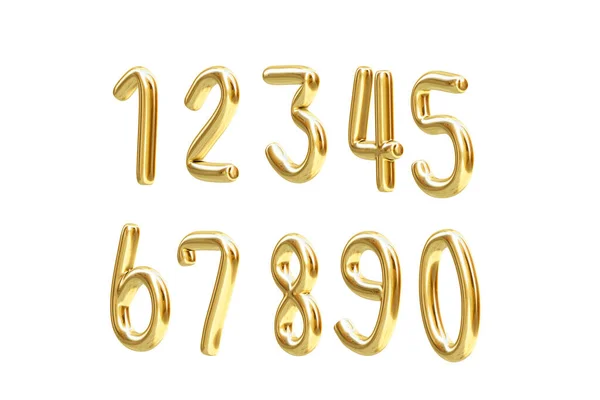 Цифры Отражающее Золото Рендеринг Отсечением Пути Изолированные Белом Фоне Рендеринг — стоковое фото