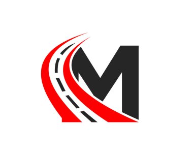 M harfi konseptli nakliye logosu. M Harfi Yol Logosu Tasarım Şablonu