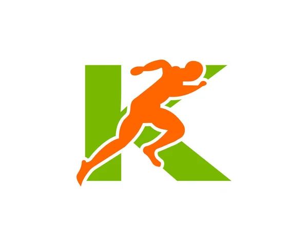 Sport Running Man Front View Letter Logo Running Man Silhouette — Stock Vector