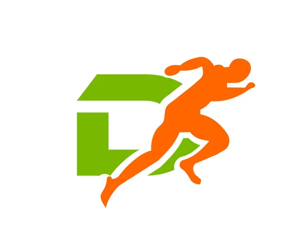 Sport Running Man Front View Literę Logo Running Man Szablon — Wektor stockowy