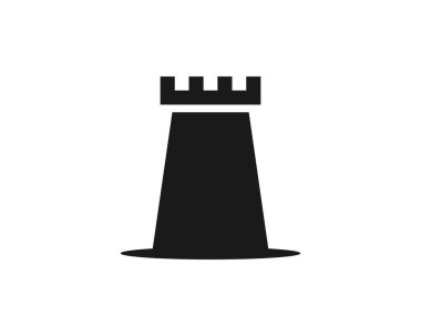 Beyaz Arkaplanda Kale Kulesi Simgesi. Castle Logo Şablonu, Simge, Sembol Vektörü