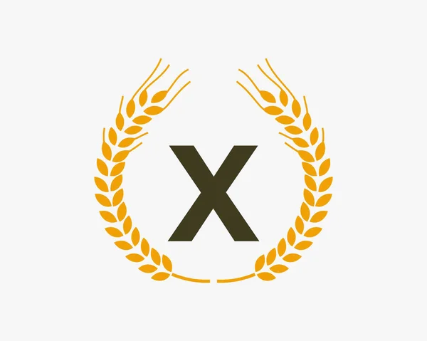 Логотип Сельскохозяйственной Пшеницы Букве Буква Сельское Хозяйство Логотип Дизайн Шаблон — стоковый вектор