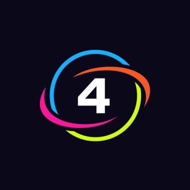 Teknoloji Logosu 4 Harf Tasarımı. Mektup 4 Teknoloji Logosu. Ağ Logosu Şablonu