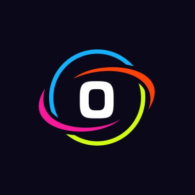 O Harfi Konseptinde Teknoloji Logosu Tasarımı. Mektup O Teknoloji Logosu. Ağ Logosu Şablonu