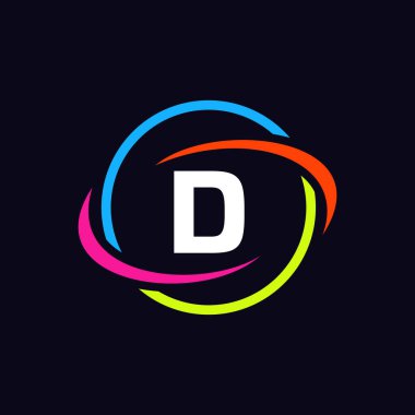 D harfi üzerinde teknoloji logosu tasarımı. D harfi teknoloji logosu. Ağ Logosu Şablonu