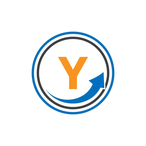 Financiar Logotipo Com Seta Crescimento Carta Carta Marketing Modelo Logotipo — Vetor de Stock