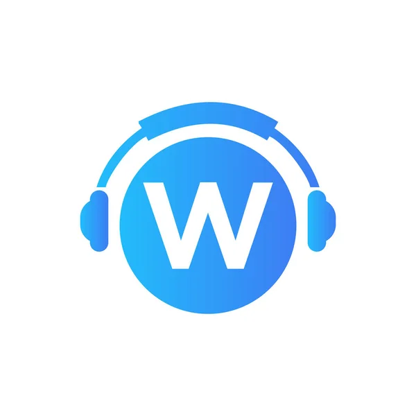 Szablon Słuchawkowy Literę List Music Logo Design Music Podcast Logo — Wektor stockowy