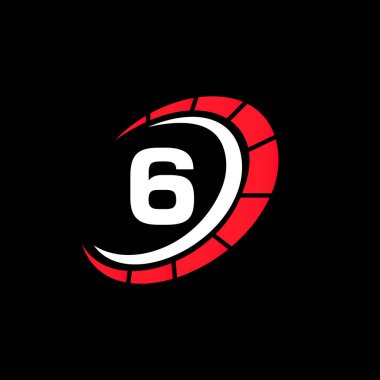 6. harf hız konseptinde spor araba logosu. Araba Otomotiv Servisi Şablonu, Hız göstergesi 6 Harf Logosu Tasarımı
