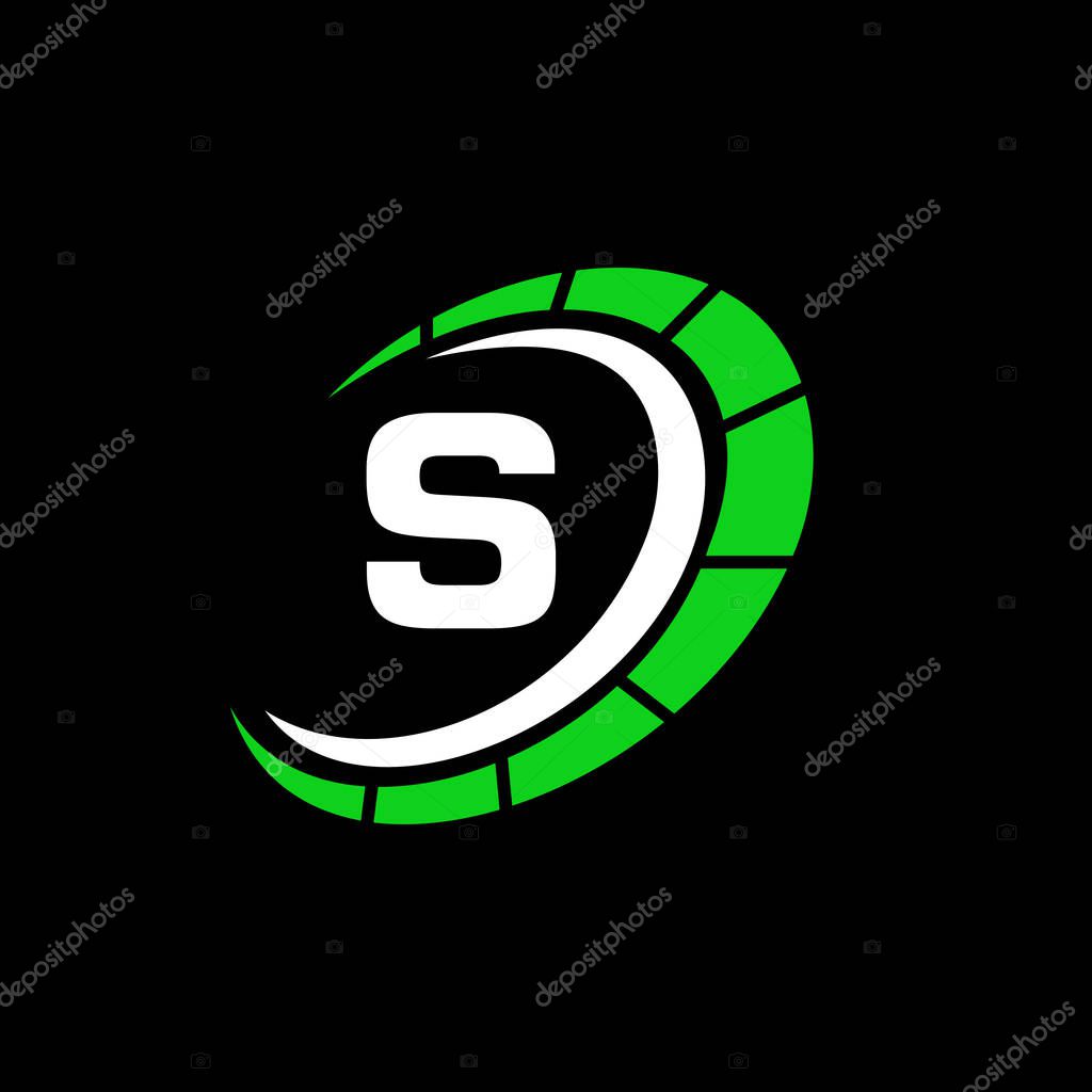 Sport Car Logo On Letter S Speed Concept. Car Automotive Template For Cars Service, Cars Repair With Speedometer S Letter Logo Design