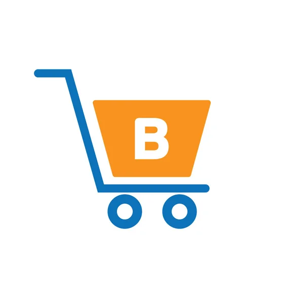 Einkaufswagen Auf Buchstabe Initiale Online Und Shopping Logo Konzeptvorlage — Stockvektor