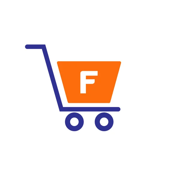Einkaufswagen Auf Buchstabe Initiale Online Und Shopping Logo Konzeptvorlage — Stockvektor