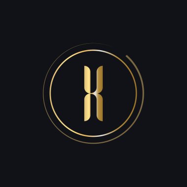 Üzerinde Altın Renk Lüksü Konsepti olan X harfli logo. X Logosu Modern ve Premium Logo Şablonu Güzellik, Moda, Lüks, Spa ve Kumaş Markası