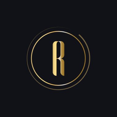 Altın Renkli Lüks Konseptli R Harfi Logosu. R Logosu Modern ve Premium Logo Şablonu Güzellik, Moda, Lüks, Spa ve Kumaş Markası