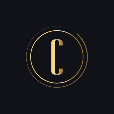 C harfinin baş harfi, üzerinde altın rengi lüks konsepti olan logo. C Logosu Modern ve Premium Logo Şablonu Güzellik, Moda, Lüks, Spa ve Kumaş Markası