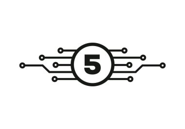 Harf 5 Logo Tasarım Şablonu. Siber Logo Koruma, Teknoloji, Biyoteknoloji ve Yüksek Teknoloji için 5 Mektup. Ağ Logosu Tasarımı