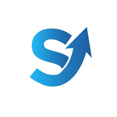 S harfi üzerindeki Finansal Pazarlama Logosu, İlk Büyüyen Ok Konsepti. Finansman ve Muhasebe Yönetimi Logo Tasarım Şablonu Toplama