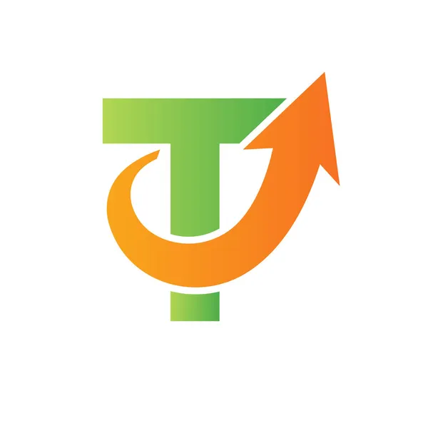Logotipo Marketing Financiero Letra Concepto Inicial Flecha Crecimiento Recaudación Fondos — Vector de stock