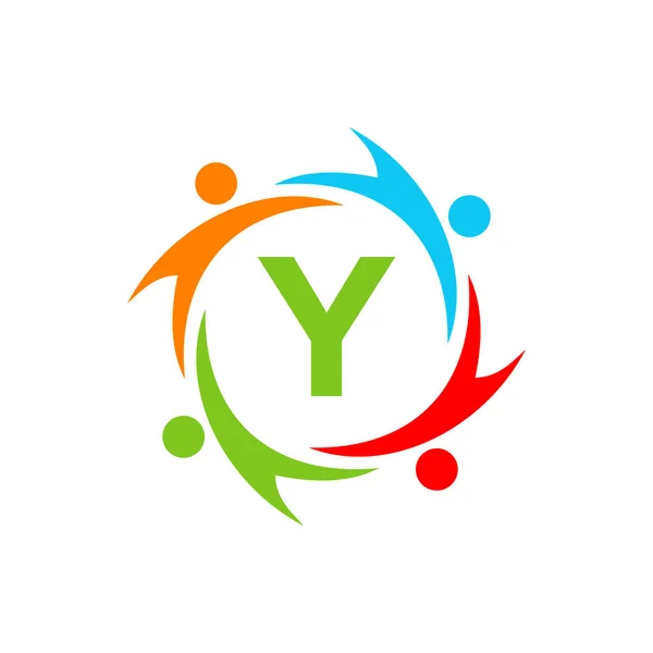 Modelo Logotipo Caridade Letra Sinal Logotipo Humano Fundação Unidade Inicial — Vetor de Stock