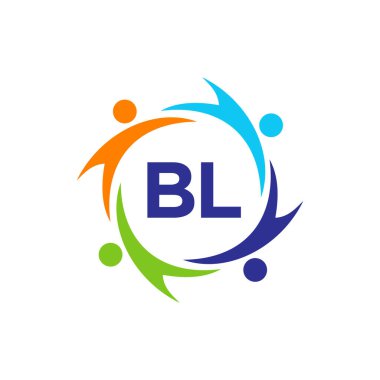BL harfi üzerindeki hayırseverlik logosu şablonu, İlk Birlik Vakfı İnsan Logosu İşareti. BL Harf Şablonlu Birlik Ekibi Çalışma Logosu Tasarımı