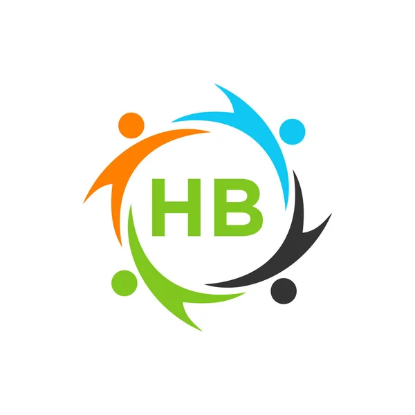 慈善ロゴテンプレートレターHb 初期のUnity Foundationヒューマンロゴサイン Hbレターテンプレートを使用したUnity Team Workロゴデザイン — ストックベクタ