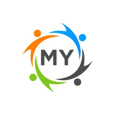 Benim Mektubumdaki Yardım Logosu Şablonu, İlk Birlik Vakfı İnsan Logosu İşareti. Birlik Ekibi Çalışma Logosu Şablonumla Tasarım