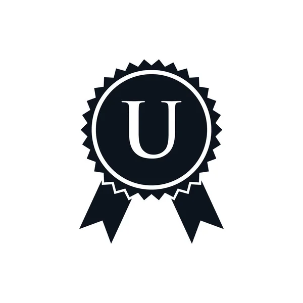Insignia Medalla Certificada Del Premio Del Ganador Plantilla Logotipo Diseño — Archivo Imágenes Vectoriales