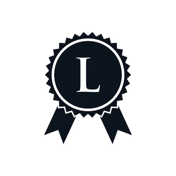 Insignia Medalla Certificada Del Premio Del Ganador Plantilla Logotipo Diseño — Archivo Imágenes Vectoriales